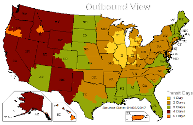 UPS Ground shipping map